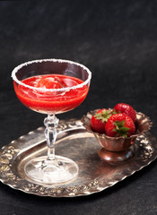 Strawberry mousse dessert with ice cream