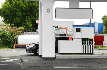 Modern petrol station beside the road