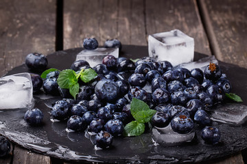 Blueberries on slate Board