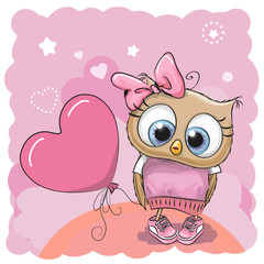 Owl girl with balloon