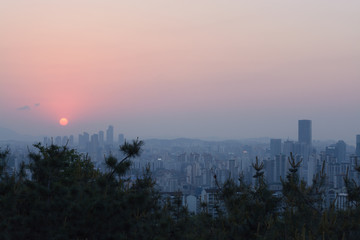 Obraz premium Sunset at Seoul city