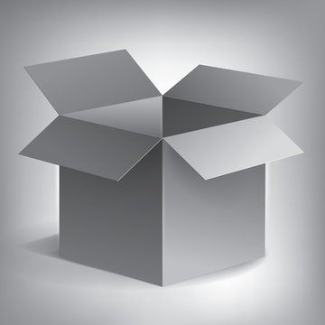 Open volume grey box, abstract object, vector design