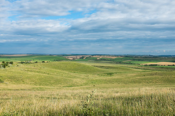 Obraz premium Summer landscape, a spacious field and sky with clouds