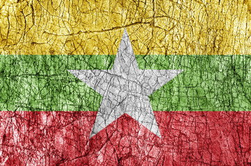Grudge stone painted Myanmar flag