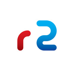 r2 logo initial blue and red
