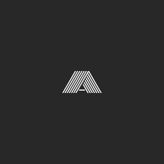 Logo A letter monogram, hipster black and white template business card emblem first symbol alphabet
