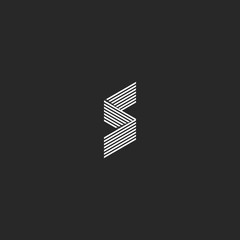 Idea S logo monogram mockup, isometric broken line geometric shape, initial design element emblem template