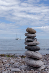 Cairn on the Redgate Beach, Torquay, Devon, UK
