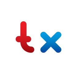 Fototapeta premium tx logo initial blue and red