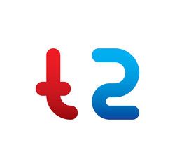 t2 logo initial blue and red
