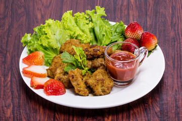 Fried pork with clean vegetable