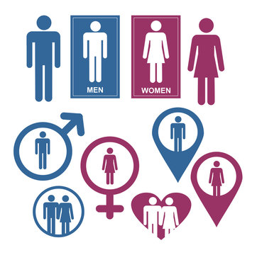 Men and Women Gender Signs and design elements vector set