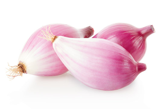 Red onions group, Tropea type, isolated on white, clipping path