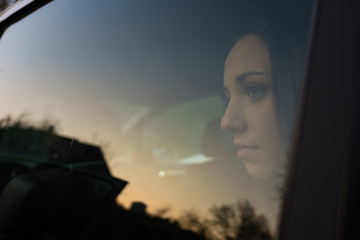 Girl sitting in a car