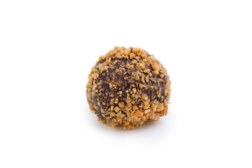 Homemade vegetarian truffle candies isolated on white background
