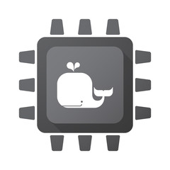 Isolated CPU chip icon with a whale