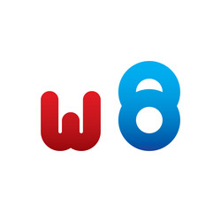 w8 logo initial blue and red