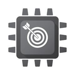 Isolated CPU chip icon with a dart board