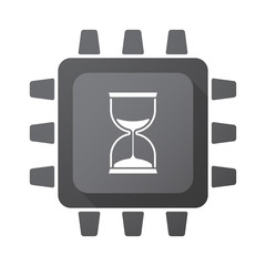 Isolated CPU chip icon with a sand clock