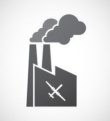 Isolated factory icon with a war drone