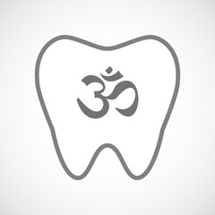 Isolated line art tooth icon with an om sign