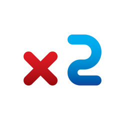 x2 logo initial blue and red