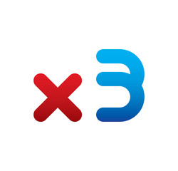 Obraz premium x3 logo initial blue and red