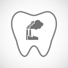 Isolated line art tooth icon with a factory