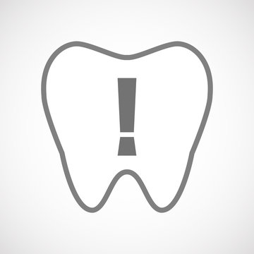 Isolated line art tooth icon with an admiration sign