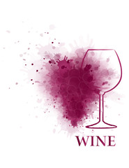 Naklejka na ściany i meble red wine glass with grape