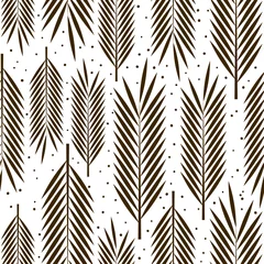 Behang Bruin Naadloos patroon met palmbladeren ornament