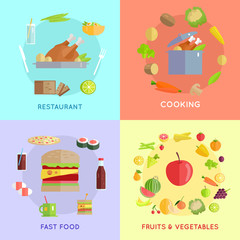 Set of Food Vector Concepts Illustration. 