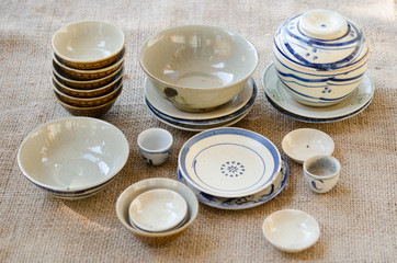 Asian vintage tableware. It's made by clay and very common in so