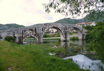Fototapeta na wymiar A stone bridge arches, Bosnia and Herzegovina, Old town, old