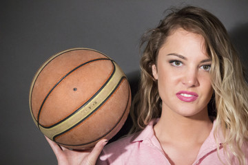 beautiful young female basketball player