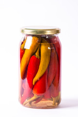 red chili peppers on the wooden table