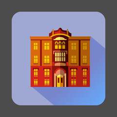 Naklejka premium Majestic colorful building icon in flat style on a lilac background