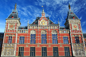 Main railway station in Amsterdam, The Netherlands.