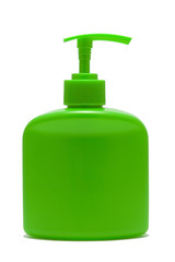 green  bottle with dispenser isolated