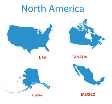 north america - vector maps of territories