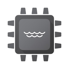 Isolated CPU chip icon with a water sign