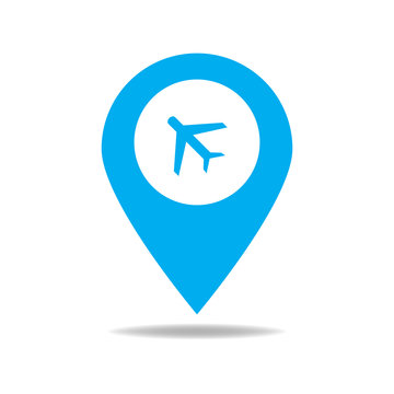 Map marker with icon of airplane
