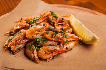 Shrimp with Herb oil and garlic