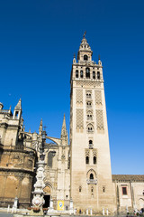 Fototapeta na wymiar Seville Cathedral with the Giralda Tower in Seville called, Spai