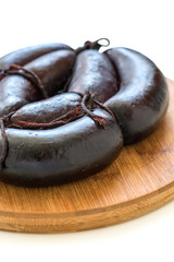 Blood sausage closeup.