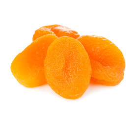 Dried apricots close-up isolated on a white background.