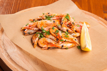 Shrimp with Herb oil and garlic