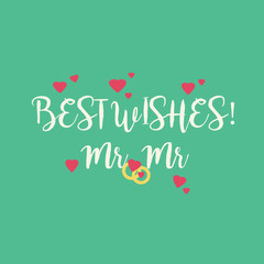 Cute green teal wedding congratulations greeting card for a gay couple