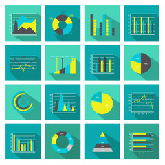 Colored Graphs Flat Icon Set