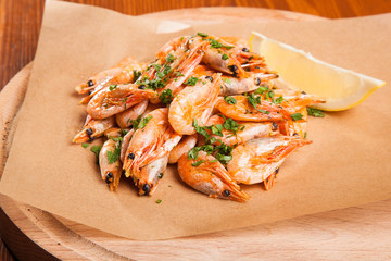 Shrimp with Herb oil and garlic